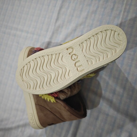 Mou Rainbow Crochet Stitched Ankle Boots - Picture 7 of 8